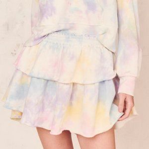 Loves Shack Fancy Tie Die Ruffle Mini Skirt